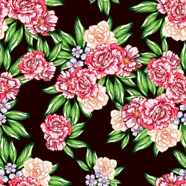 Sorunsuz vintage tarzı çiçek deseni. Renkli çiçek öğeleri