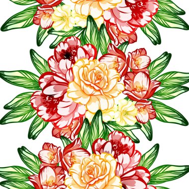 Sorunsuz vintage tarzı çiçek deseni. Renkli çiçek öğeleri