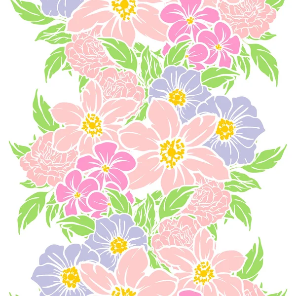 Patrón Flores Estilo Vintage Sin Costuras Elementos Florales Color — Vector de stock