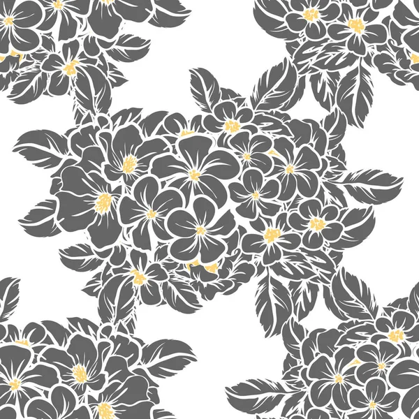 Naadloze Vintage Stijl Bloemenpatroon Floral Elementen Zwart Wit — Stockvector