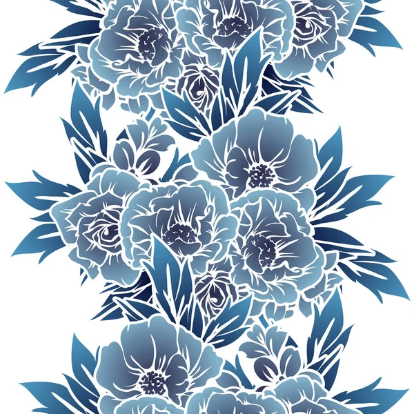 Estilo Vintage Inconsútil Patrón Flores Color Monocromo Elementos Florales — Vector de stock