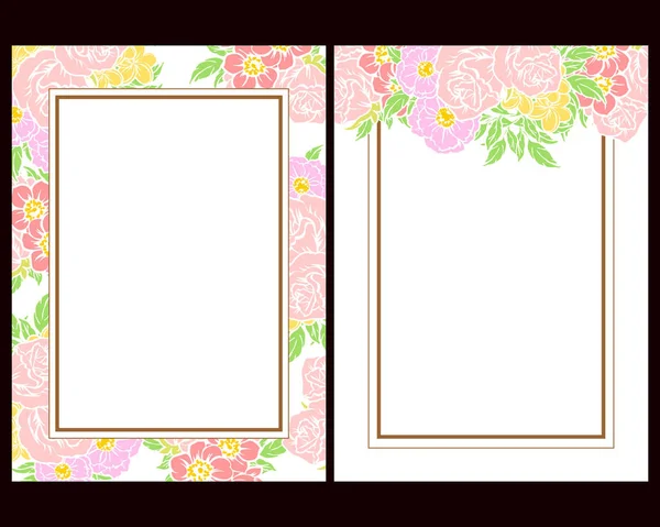 Conjunto Tarjetas Boda Flores Estilo Vintage Elementos Marcos Florales — Vector de stock