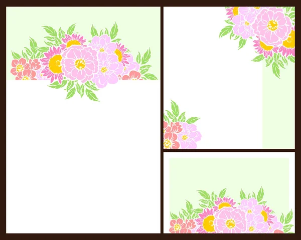 Vintage Style Flower Wedding Cards Set Floral Elements Frames — Stock Vector