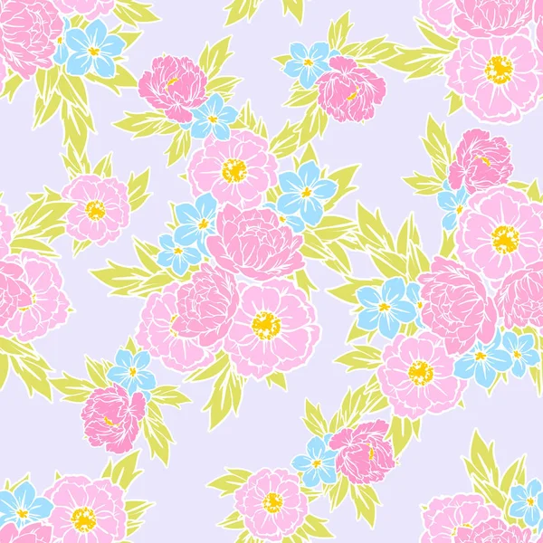 Modèle Fleur Style Vintage Sans Couture Éléments Floraux Couleur — Image vectorielle