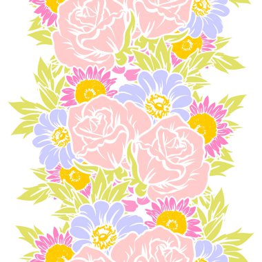 Sorunsuz vintage tarzı çiçek deseni. Renkli çiçek öğeleri