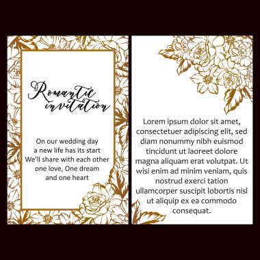 Vintage tarzı çiçek düğün kartları ayarlayın. Tek renkli renkli çiçek öğeleri ve çerçeveler.