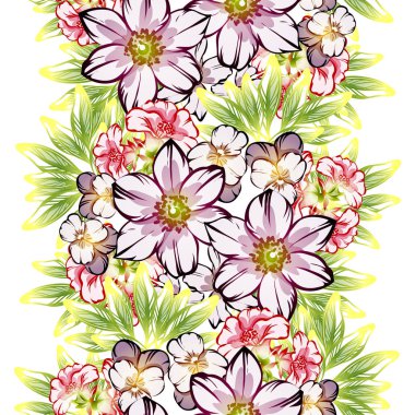 Sorunsuz vintage tarzı çiçek deseni. Renkli çiçek öğeleri