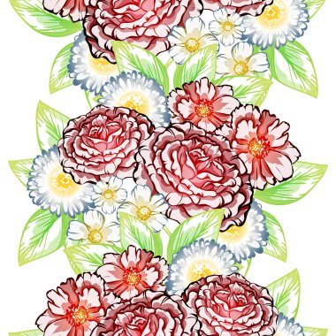 Sorunsuz vintage tarzı çiçek deseni. Renkli çiçek öğeleri