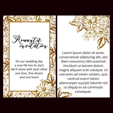 Vintage tarzı çiçek düğün kartları ayarlayın. Tek renkli renkli çiçek öğeleri ve çerçeveler.