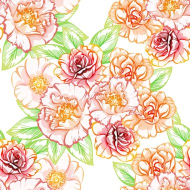 Sorunsuz vintage tarzı çiçek deseni. Renkli çiçek öğeleri