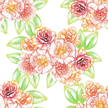 Sorunsuz vintage tarzı çiçek deseni. Renkli çiçek öğeleri