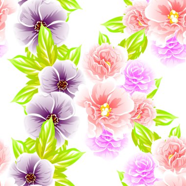 Sorunsuz vintage tarzı çiçek deseni. Renkli çiçek öğeleri