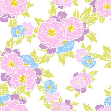 Sorunsuz vintage tarzı çiçek deseni. Renkli çiçek öğeleri