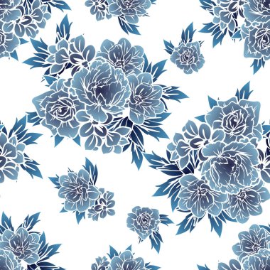 Sorunsuz vintage tarzı tek renkli renkli çiçek deseni. Çiçek öğeleri.