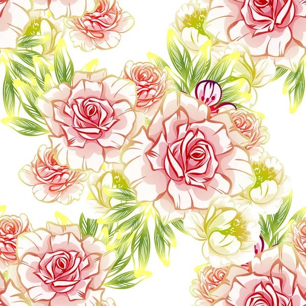 Naadloze Vintage Stijl Bloemenpatroon Floral Elementen Kleur — Stockvector