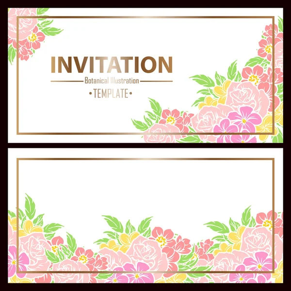 Conjunto Tarjetas Boda Flores Estilo Vintage Elementos Marcos Florales — Archivo Imágenes Vectoriales