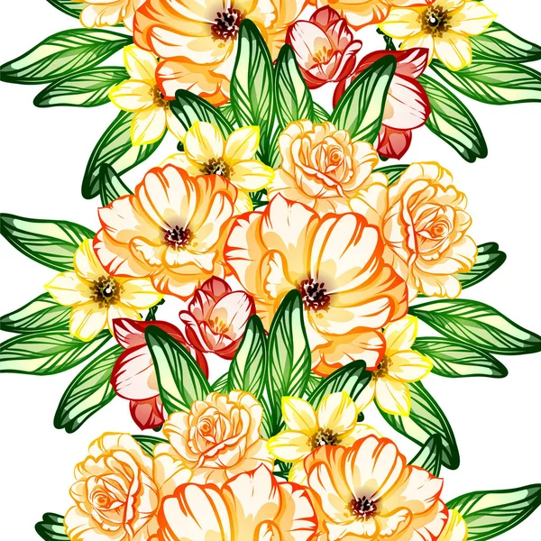 Sorunsuz vintage tarzı çiçek deseni. Renkli çiçek öğeleri