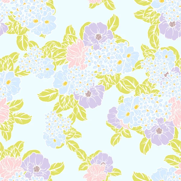 Patrón Flores Estilo Vintage Sin Costuras Elementos Florales Color — Vector de stock