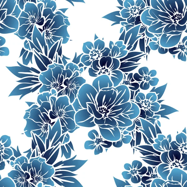 Sorunsuz vintage tarzı tek renkli renkli çiçek deseni. Çiçek öğeleri.