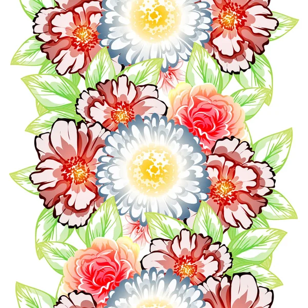 Naadloze Vintage Stijl Bloemenpatroon Floral Elementen Kleur — Stockvector