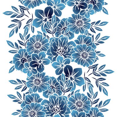 Sorunsuz vintage tarzı tek renkli renkli çiçek deseni. Çiçek öğeleri.