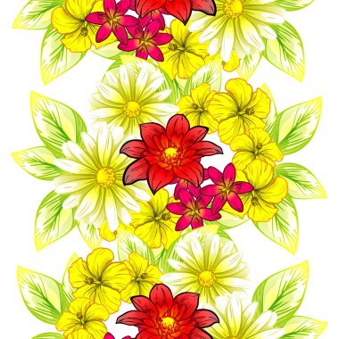 Sorunsuz vintage tarzı çiçek deseni. Renkli çiçek öğeleri