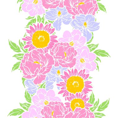 Sorunsuz vintage tarzı çiçek deseni. Renkli çiçek öğeleri