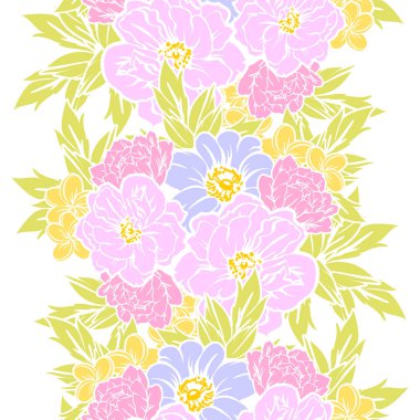 Sorunsuz vintage tarzı çiçek deseni. Renkli çiçek öğeleri