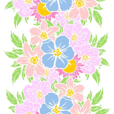 Sorunsuz vintage tarzı çiçek deseni. Renkli çiçek öğeleri