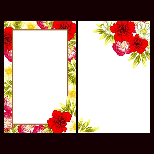 Conjunto Tarjetas Boda Flores Estilo Vintage Elementos Marcos Florales — Vector de stock