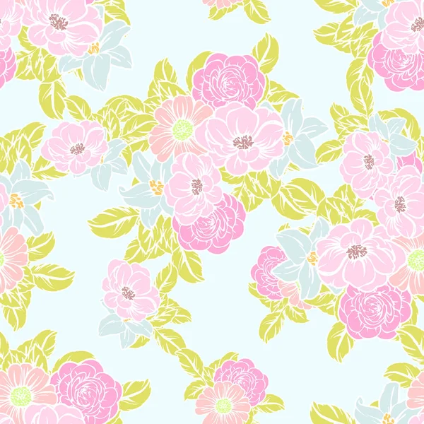 Naadloze Vintage Stijl Bloemenpatroon Floral Elementen Kleur — Stockvector