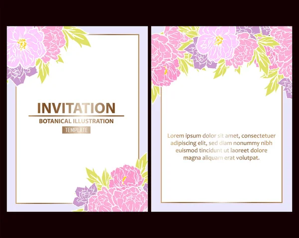 Conjunto Tarjetas Boda Flores Estilo Vintage Elementos Marcos Florales — Vector de stock