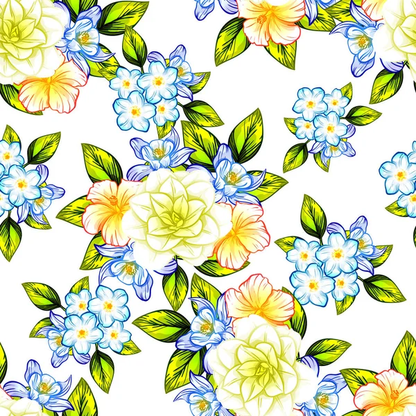 Nahtlose Blumenmuster Vintage Stil Florale Elemente Farbe — Stockvektor