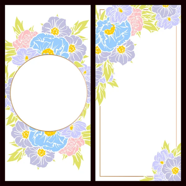 Klasik çiçek düğün kartları seti. Çiçek elementleri ve çerçeveleri.