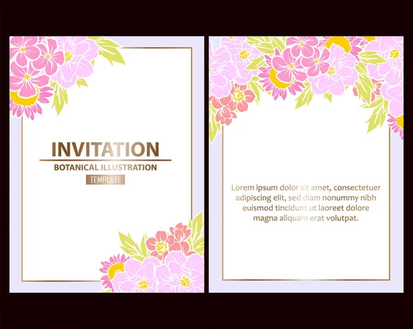 Vintage Style Flower Wedding Cards Set Floral Elements Frames — Stock Vector