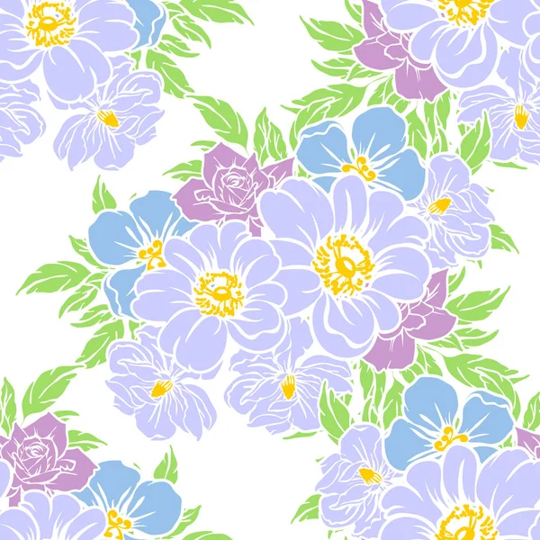 Sorunsuz vintage tarzı çiçek deseni. Renkli çiçek öğeleri