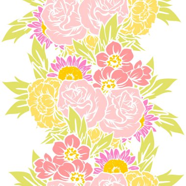 Sorunsuz vintage tarzı çiçek deseni. Renkli çiçek öğeleri