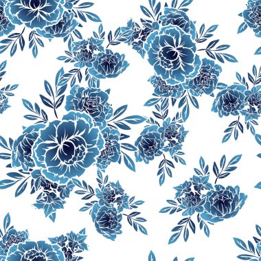 Sorunsuz vintage tarzı tek renkli renkli çiçek deseni. Çiçek öğeleri.