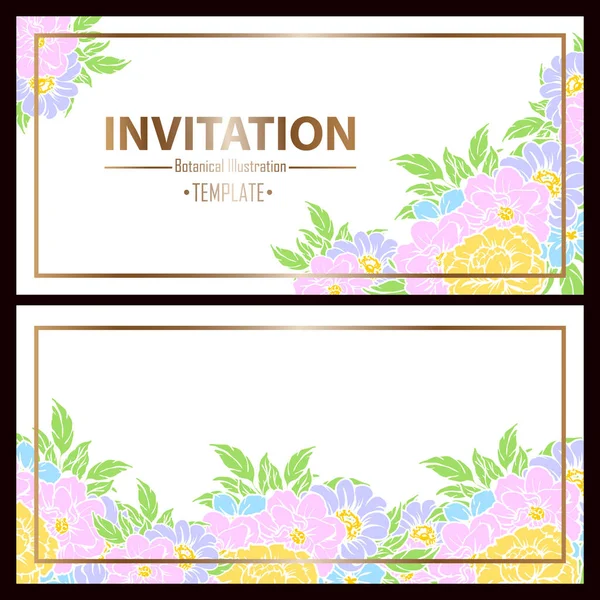 Vintage Style Flower Wedding Cards Set Floral Elements Frames — Stock Vector