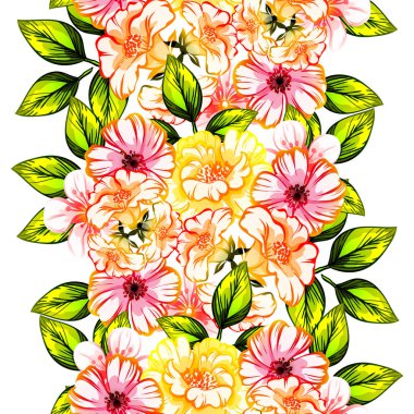 Sorunsuz vintage tarzı çiçek deseni. Renkli çiçek öğeleri