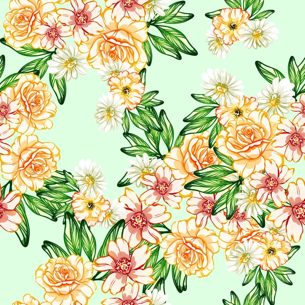 Nahtlose Blumenmuster Vintage Stil Florale Elemente Farbe — Stockvektor