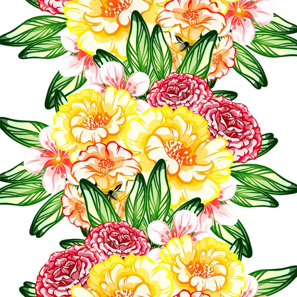 Patrón Flores Estilo Vintage Sin Costuras Elementos Florales Color — Vector de stock