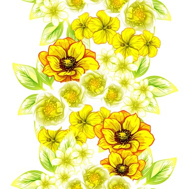Sorunsuz vintage tarzı çiçek deseni. Renkli çiçek öğeleri