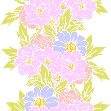 Sorunsuz vintage tarzı çiçek deseni. Renkli çiçek öğeleri