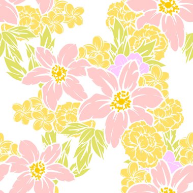 Sorunsuz vintage tarzı çiçek deseni. Renkli çiçek öğeleri