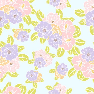 Sorunsuz vintage tarzı çiçek deseni. Renkli çiçek öğeleri