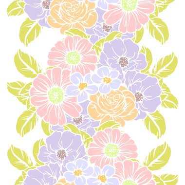 Sorunsuz vintage tarzı çiçek deseni. Renkli çiçek öğeleri