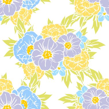 Sorunsuz vintage tarzı çiçek deseni. Renkli çiçek öğeleri