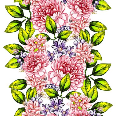 Sorunsuz vintage tarzı çiçek deseni. Renkli çiçek öğeleri