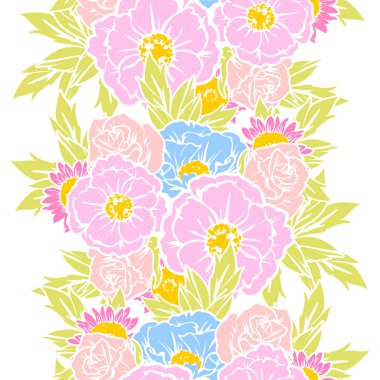 Sorunsuz vintage tarzı çiçek deseni. Renkli çiçek öğeleri